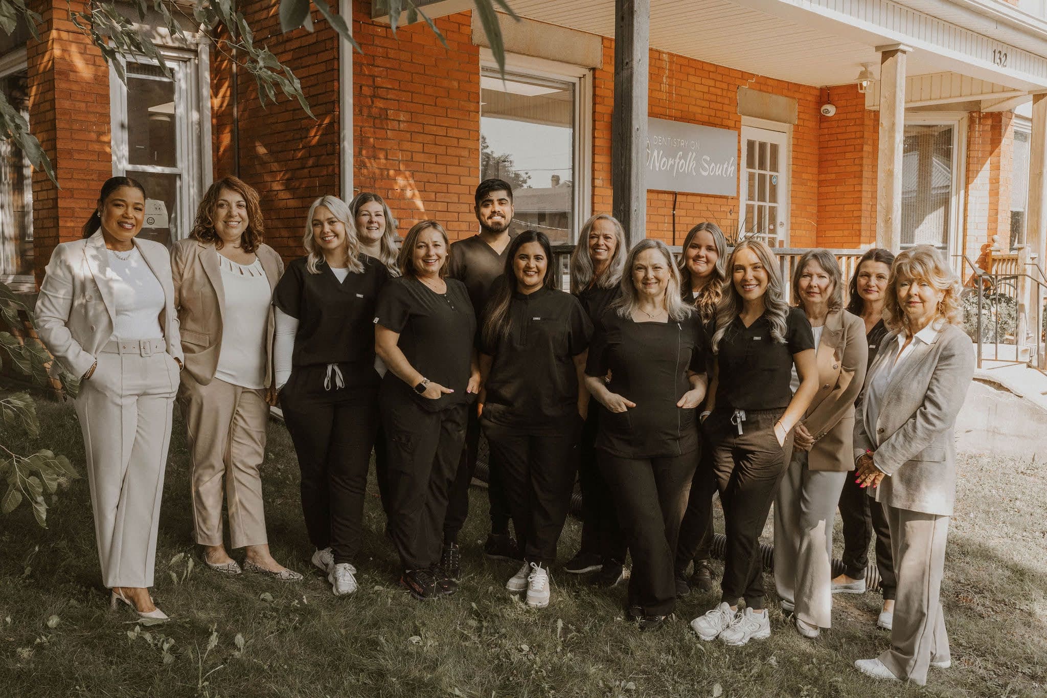 The Dentistry on Norfolk South team outside their Simcoe, ON office